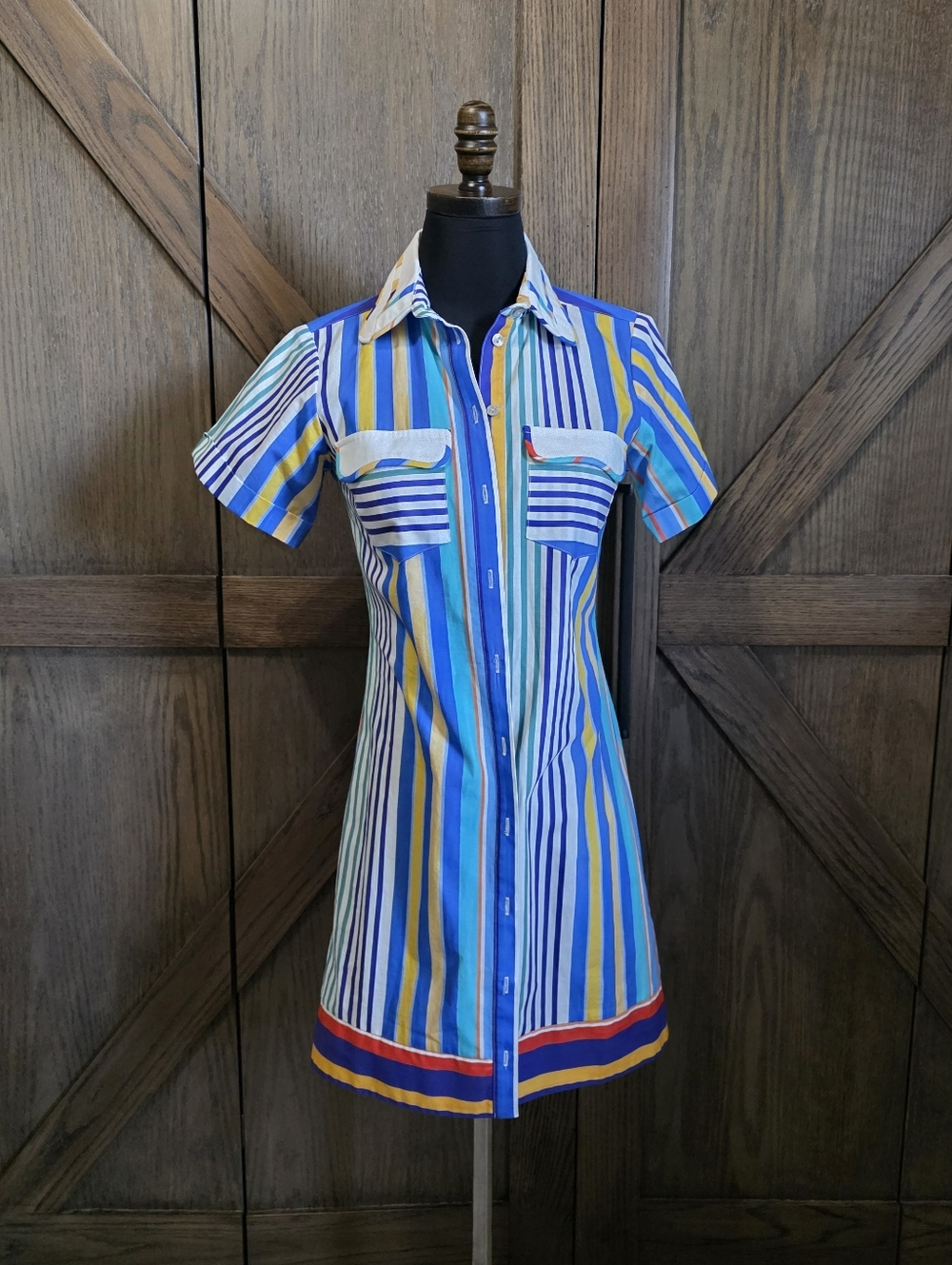 De Loreta Striped Mini Shirt Dress